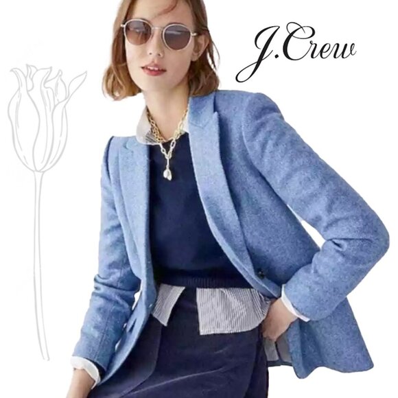 J. Crew Jackets & Blazers - J Crew Factory Blazer Blue Herringbone Wool